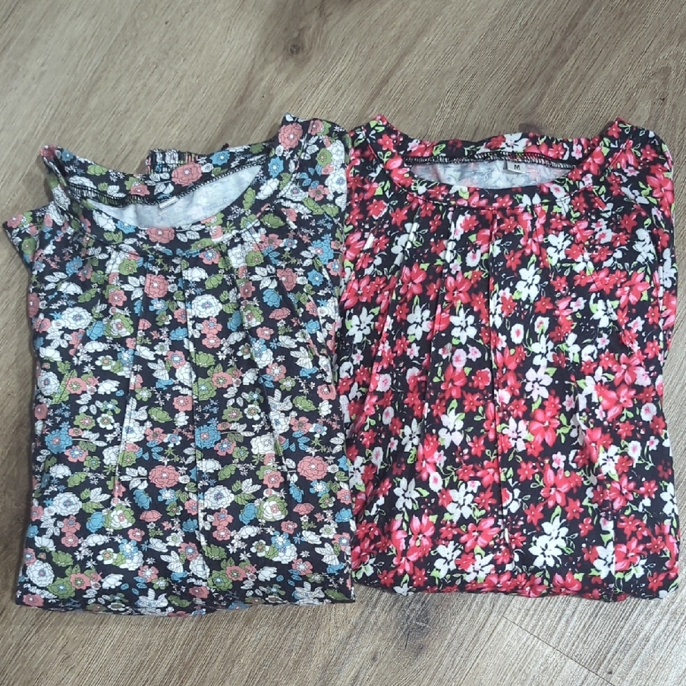 Floral Patterned Blouses - Set of Two